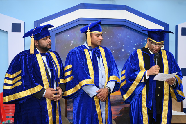 On Saturday, March 16th, 20 students from Grace Ministry Theological Bible College, Bangalore, which is associated with United Theological Research University, were awarded Certificates of B.Th by Bro Andrew Richard. 